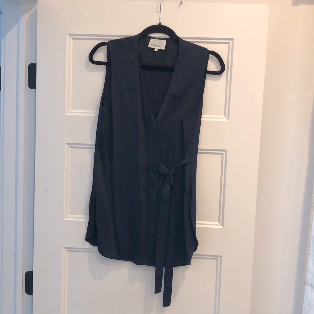 Philip Lim Sz 6 Navy Silky Blouse Vest
